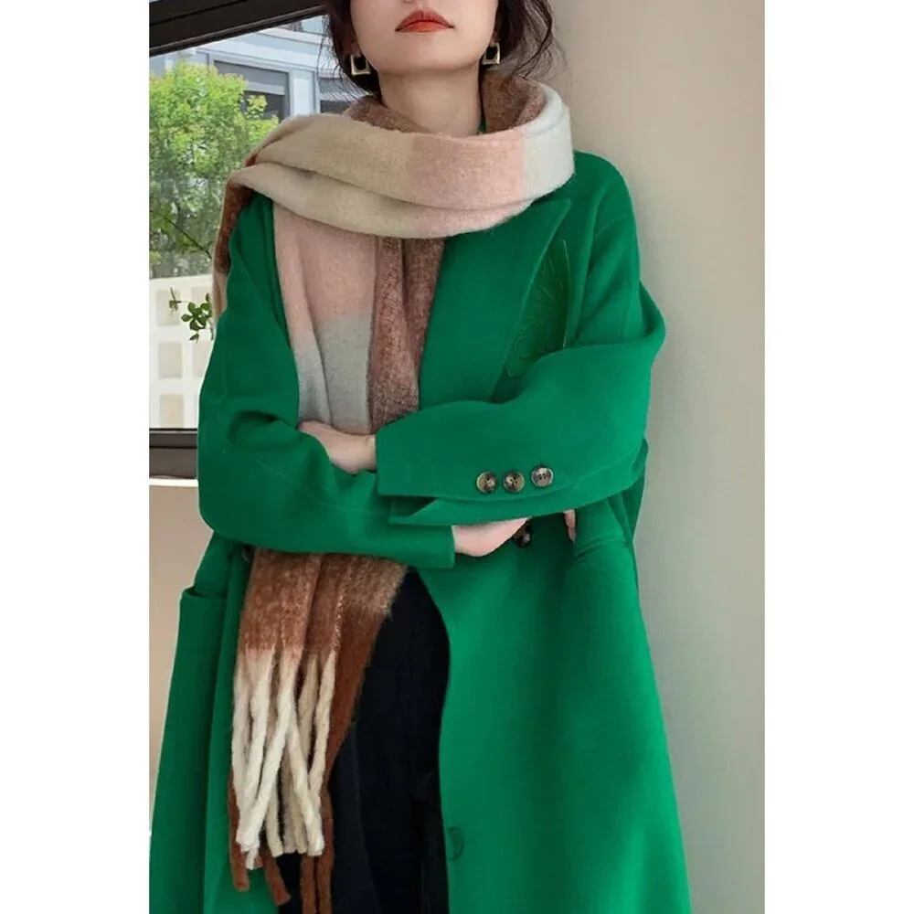 Women's Apricot Coffee Winter Warm Long Shawl Cold Weather Thick Blanket Scarfs